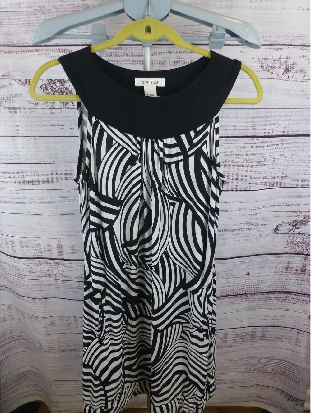 White House Black Market Black White Abstract Zebra Print Sleeveless Dress S G4A